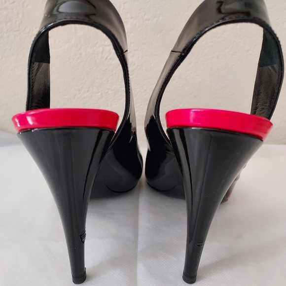 Louis Vuitton sling back patent leather black and fuschia pumps - Picture 7 of 12